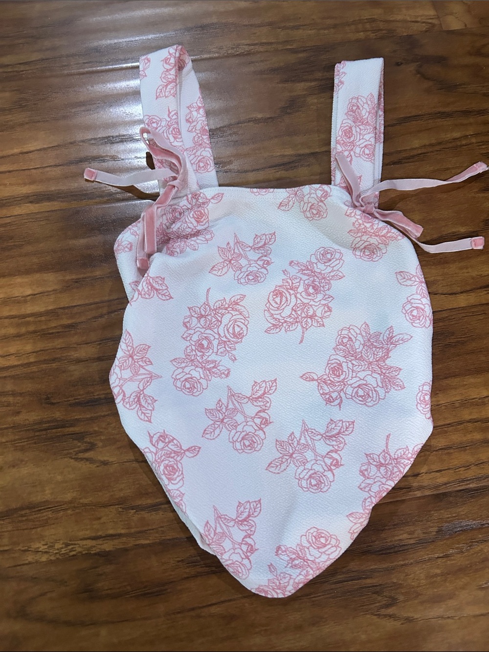 SHEIN White Crop Top with Pink Floral Print
